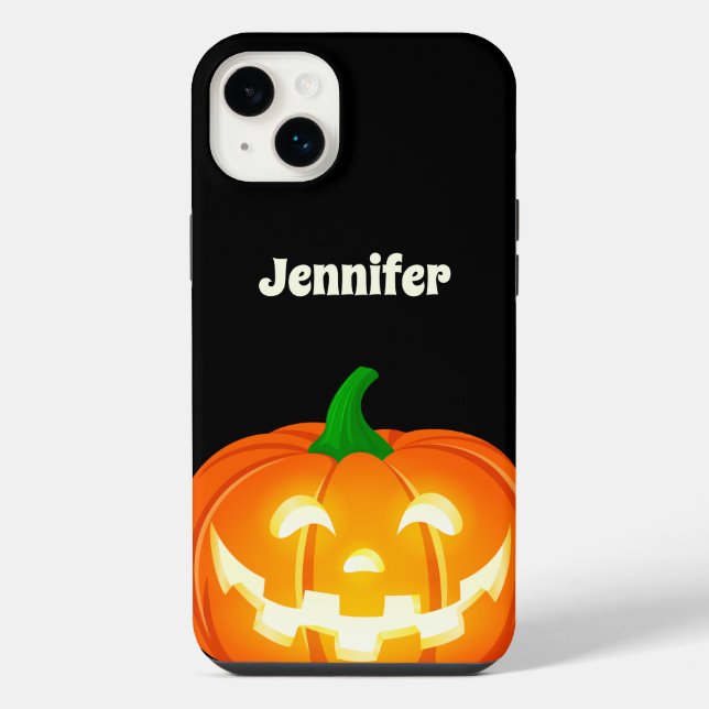 Personalized Big Happy Jack-O-Lantern iPhone Case (Back)
