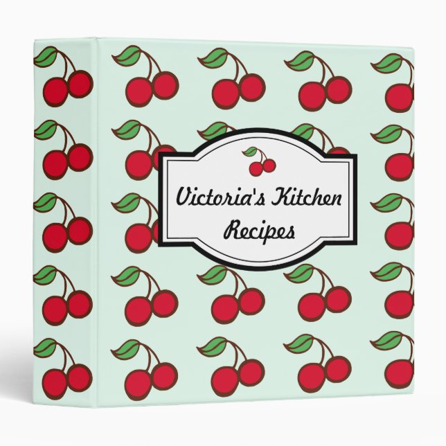 Personalized Big Mint Cherry Recipe Binder (Front/Spine)