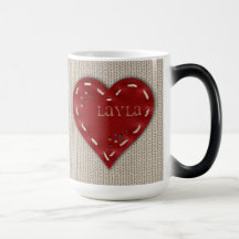 Personalized Big Morphing Mug with Leather Heart