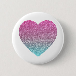 Personalized Big Pink Love Heart 2 Inch Round Button