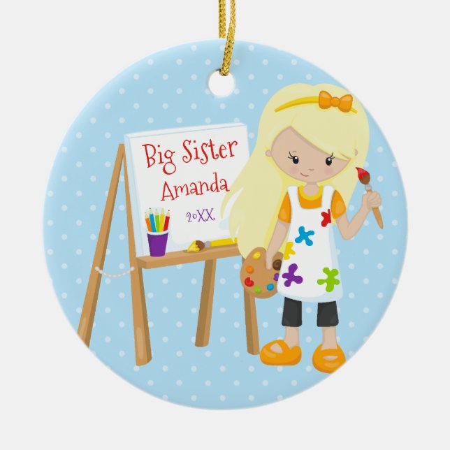 Personalized Big Sister Artist Christmas Ornament (Front)