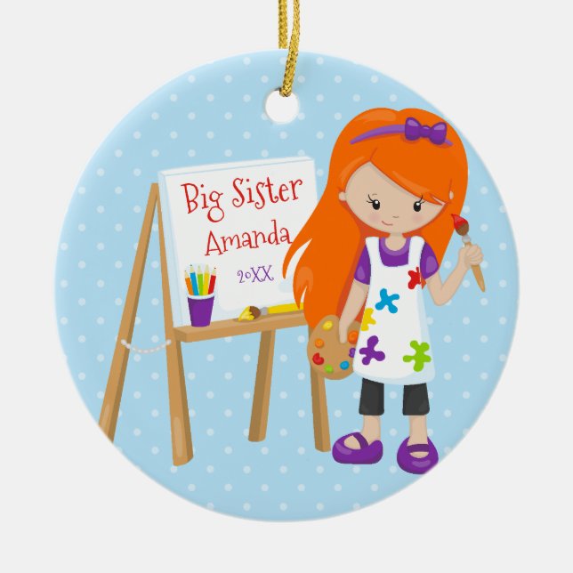 Personalized Big Sister Artist Christmas Ornament (Front)
