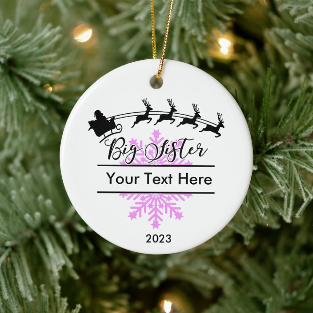 Personalized Big Sister Christmas Keepsake Ceramic Ornament (Tree)