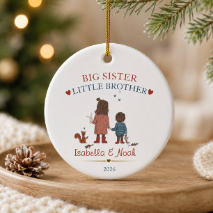 personalized Big sister little brother christmas Ceramic Ornament