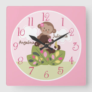 Personalized Big Sister Little Sister Monkey Clock