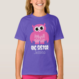 Personalized Big sister t shirt   Cute owl cartoon