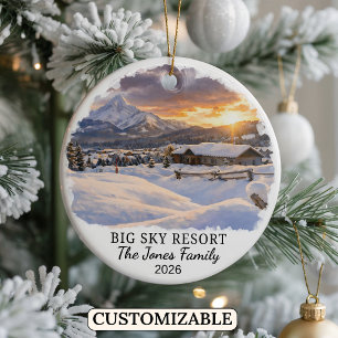 Personalized Big Sky Resort, Custom Montana Ceramic Ornament