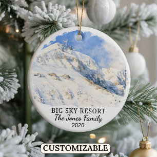 Personalized Big Sky Resort, Custom Montana Ceramic Ornament