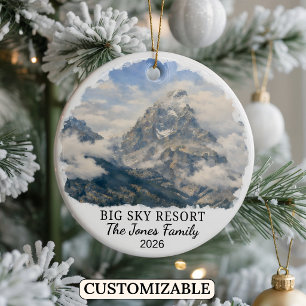 Personalized Big Sky Resort, Custom Montana Ceramic Ornament