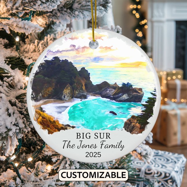 Personalized Big Sur Ornament, California State Ceramic Ornament (Creator Uploaded)