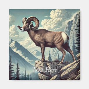 Personalized Bighorn Sheep on a Rocky Outcrop Magnet