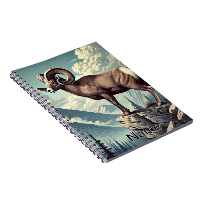 Personalized Bighorn Sheep on a Rocky Outcrop Notebook (Right Side)