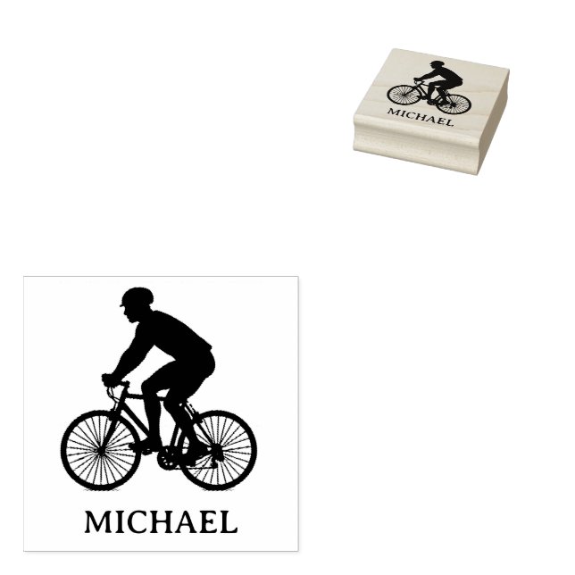  Personalized  Bike Rider  Rubber Stamp (Stamped)