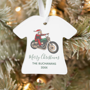 Personalized Bike Rider Santa Christmas Family Ornament