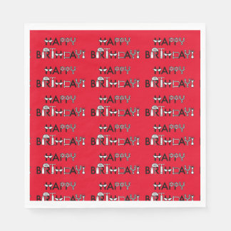 Personalized Bike Themed Tiled Graphic Birthday Napkin