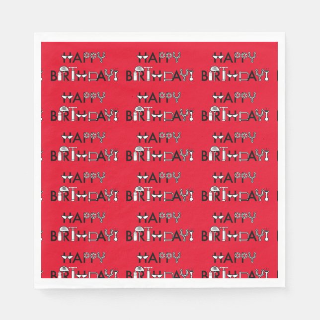 Personalized Bike Themed Tiled Graphic Birthday Napkin (Front)