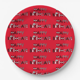 Personalized Bike Themed Tiled Graphic Birthday Paper Plate