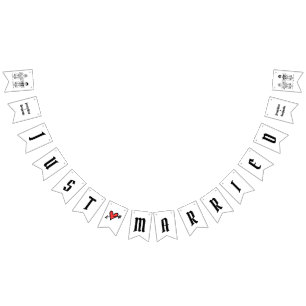 Personalized Biker Couple Wedding Bunting Flags