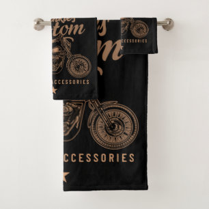 Personalized Biker Custom Bobber Motorcycle Garage Bath Towel Set
