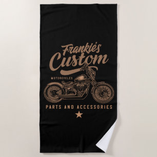 Personalized Biker Custom Bobber Motorcycle Garage Beach Towel