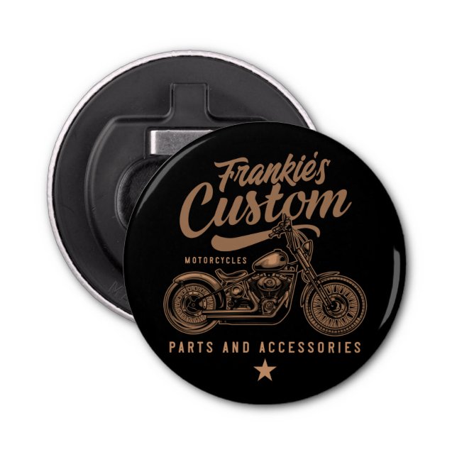 Personalized Biker Custom Bobber Motorcycle Garage Bottle Opener (Front)