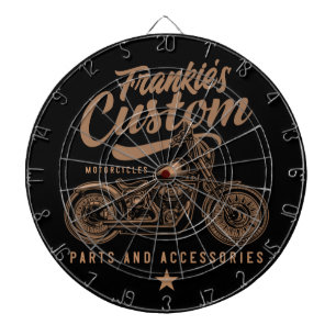 Personalized Biker Custom Bobber Motorcycle Garage Dartboard
