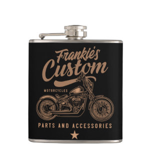 Personalized Biker Custom Bobber Motorcycle Garage Hip Flask