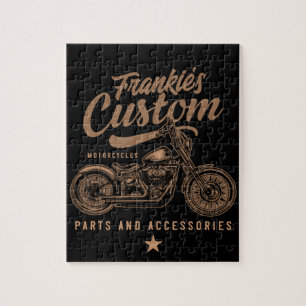 Personalized Biker Custom Bobber Motorcycle Garage Jigsaw Puzzle