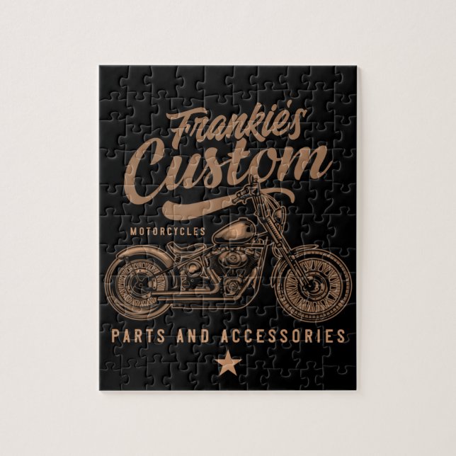 Personalized Biker Custom Bobber Motorcycle Garage Jigsaw Puzzle (Vertical)