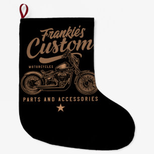 Personalized Biker Custom Bobber Motorcycle Garage Large Christmas Stocking