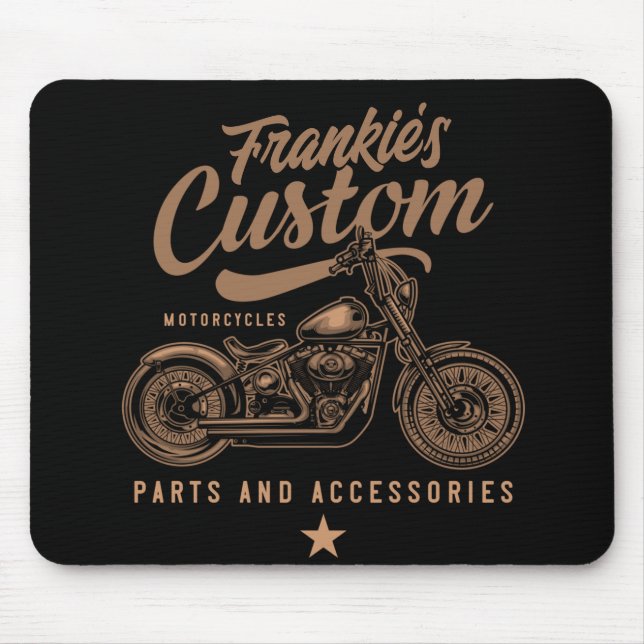 Personalized Biker Custom Bobber Motorcycle Garage Mouse Pad (Front)