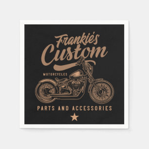 Personalized Biker Custom Bobber Motorcycle Garage Napkin