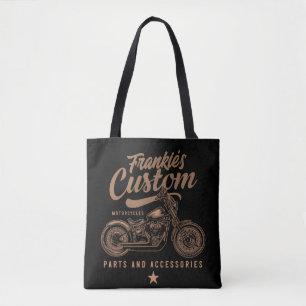 Personalized Biker Custom Bobber Motorcycle Garage Tote Bag
