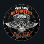 Personalized Biker Flying Skull Motorcycle Shop  Dartboard<br><div class="desc">Personalized Biker Flying Skull Motorcycle Speed Shop Garage design - Customize with your name or custom text.</div>