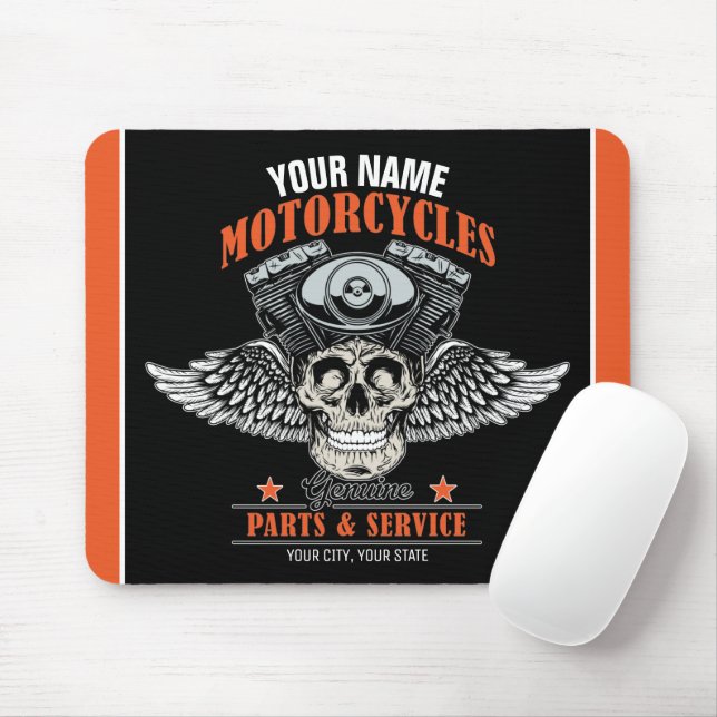 Personalized Biker Flying Skull Motorcycle Shop  Mouse Pad (With Mouse)