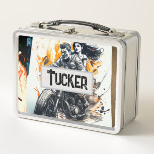 Personalized Biker Madness  Metal Lunch Box