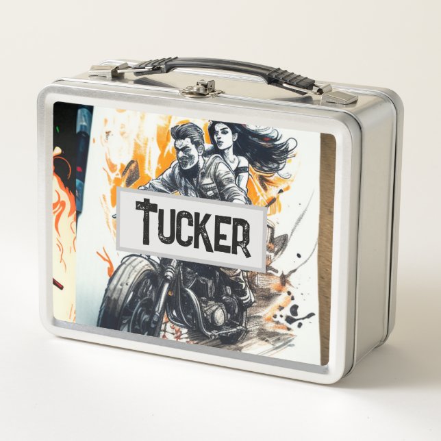 Personalized Biker Madness  Metal Lunch Box (Front)