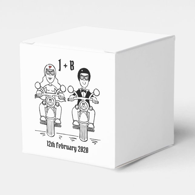 Personalized Biker Motorcycle Wedding Favor Box (Front Side)