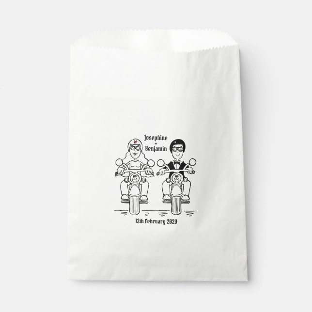 Personalized Biker Motorcycle Wedding Favour Bag (Front)