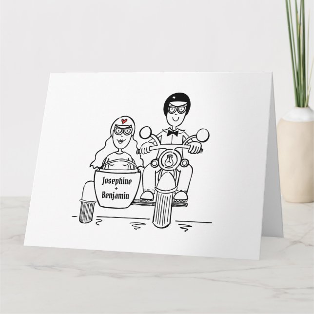 Personalized Biker Motorcycle Wedding Greetings Card (Front)
