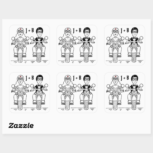 Personalized Biker Motorcycle Wedding Stickers (Sheet)