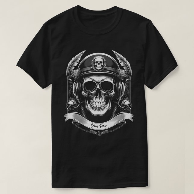 Personalized Biker Skull Motorcycle 2-Sided Tee (Design Front)