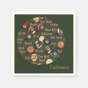 Personalized Billiard Balls Background Napkins