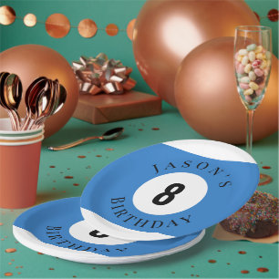 Personalized Billiard Pool Ball Birthday Paper Plate