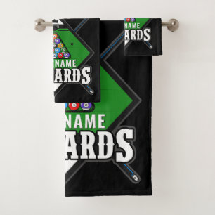 Personalized Billiards NAME Cue Rack Pool Room Bath Towel Set