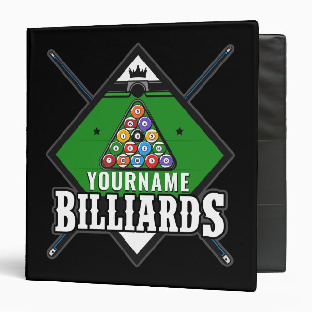 Personalized Billiards NAME Cue Rack Pool Room Binder (Front/Inside)