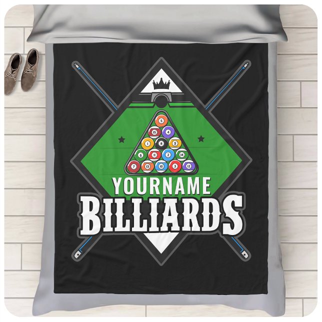 Personalized Billiards NAME Cue Rack Pool Room  Fleece Blanket (Creator Uploaded)
