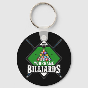 Personalized Billiards NAME Cue Rack Pool Room   Keychain