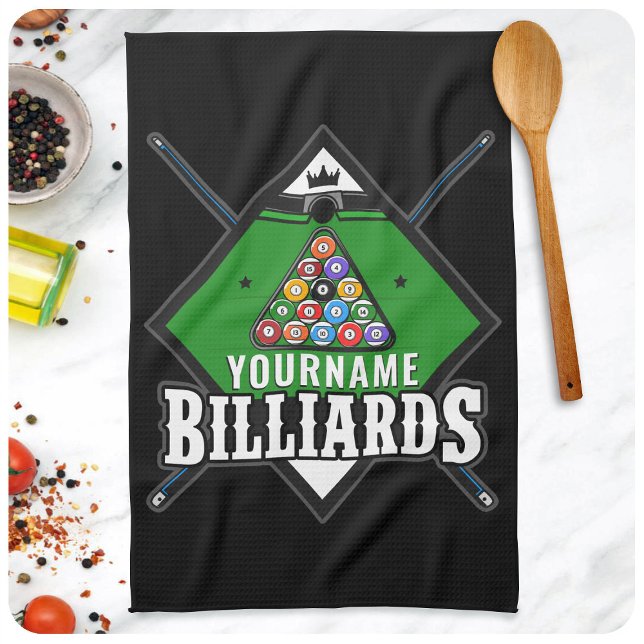 Personalized Billiards NAME Cue Rack Pool Room Kitchen Towel (Creator Uploaded)