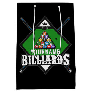 Personalized Billiards NAME Cue Rack Pool Room Medium Gift Bag